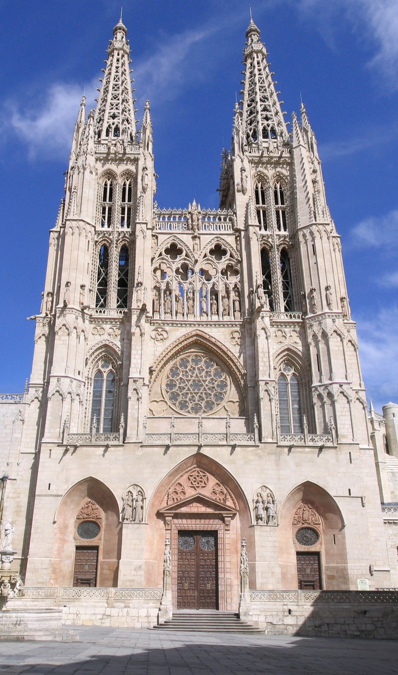 Burgos Cathedral facade and spires, Spain