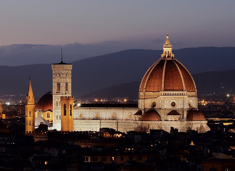 Florence Cathedral's dome and campanile seen from Piazzale Michelangelo
