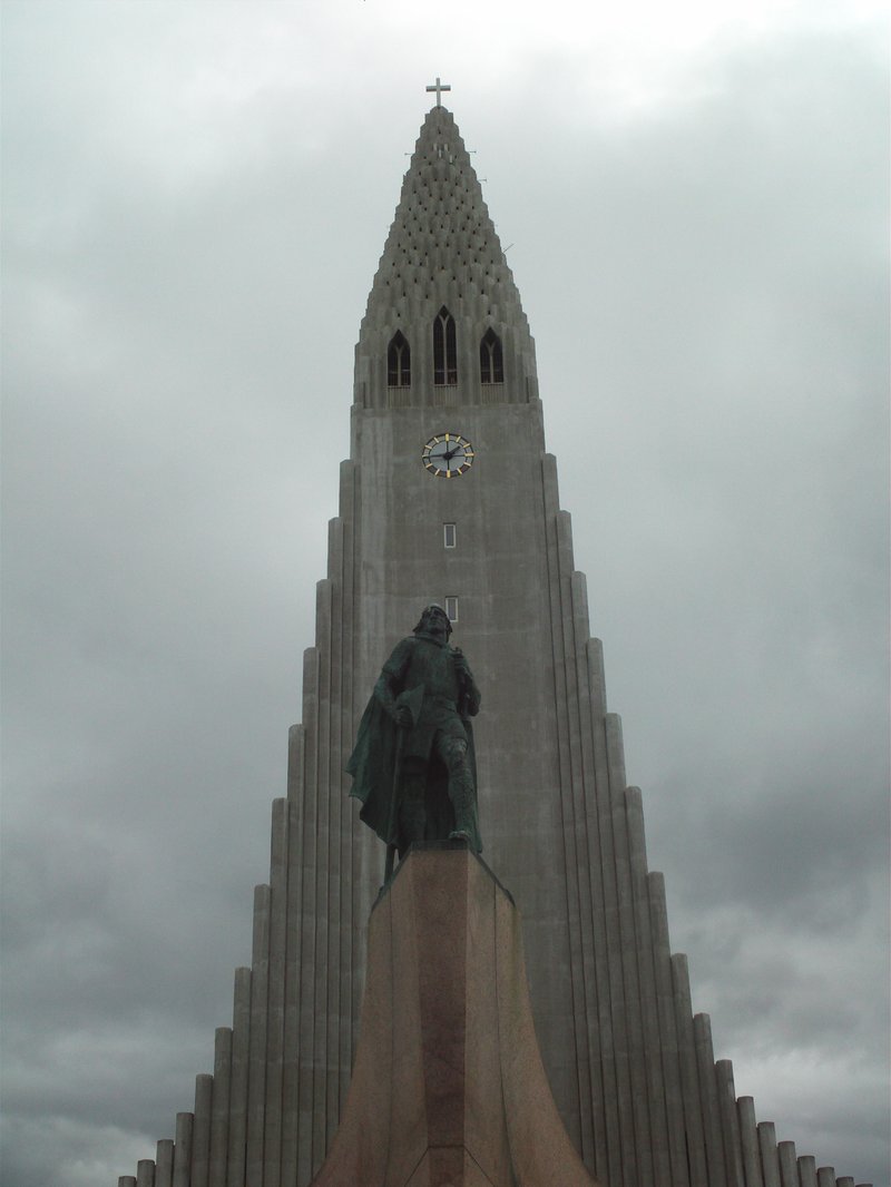 Hallgrímskirkja's stepped basalt-column facade and tower, Reykjavik