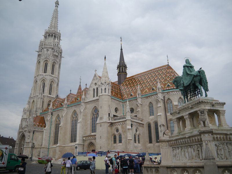 Matthias Church exterior with colorfully tiled roof, Budapest