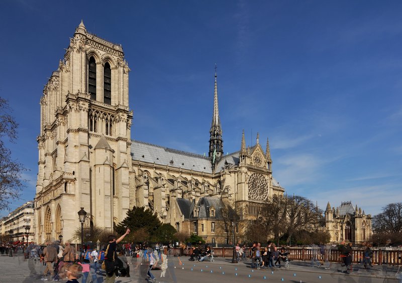 Exterior of Notre-Dame de Paris cathedral on the Île de la Cité, Paris