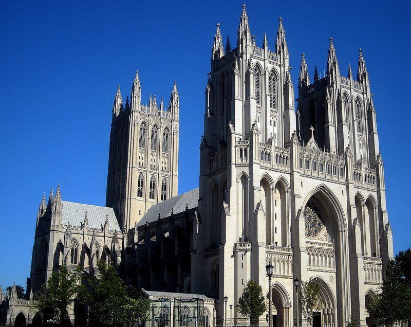 Neo-Gothic exterior of Washington National Cathedral