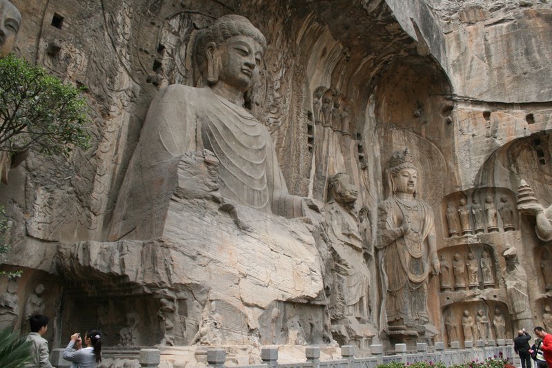 Seated Vairocana Buddha carving at the Longmen Grottoes