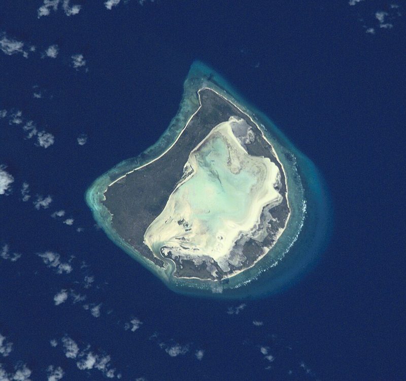 Satellite view of Astove Atoll in the southern Seychelles