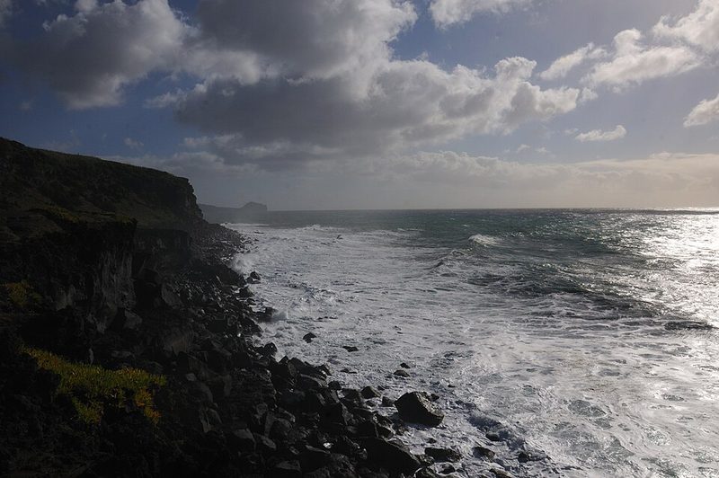 The rocky Atlantic coast of Faial in the Azores