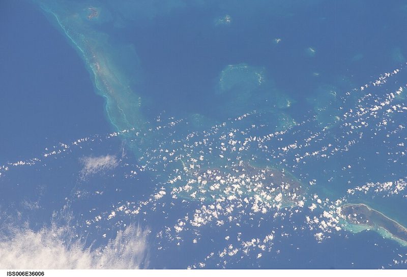 Satellite view of the cays of Jardines de la Reina off southern Cuba