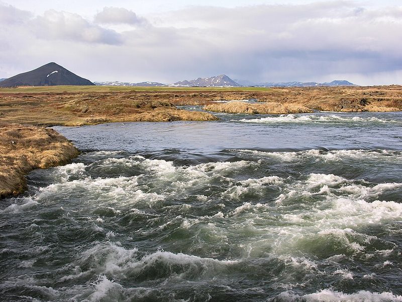 Rapids on the Laxá where it leaves Lake Mývatn, northern Iceland