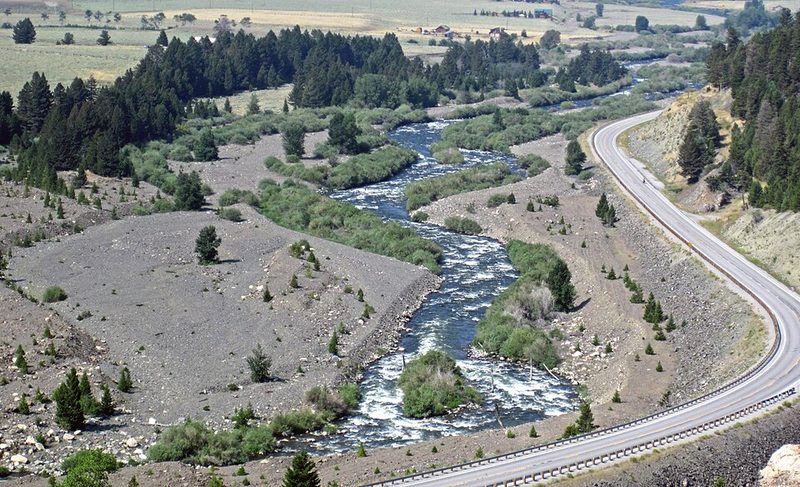 The Madison River below the Madison Landslide in Montana