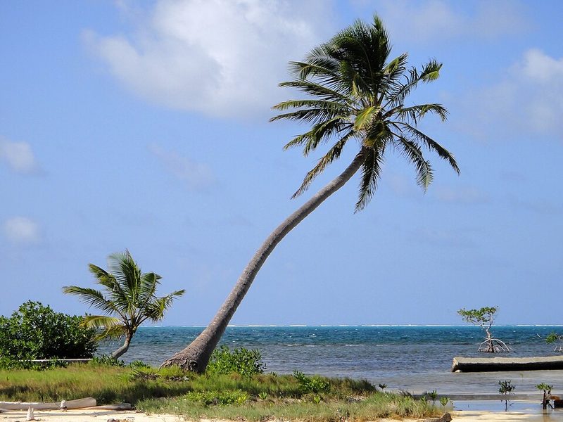 The lighthouse and shoreline at Turneffe Atoll, Belize