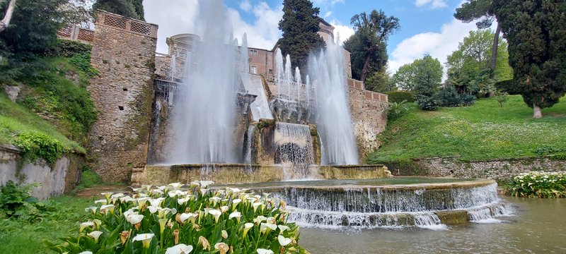 Water Organ Fountain and terraced hillside gardens at Villa d'Este, Tivoli