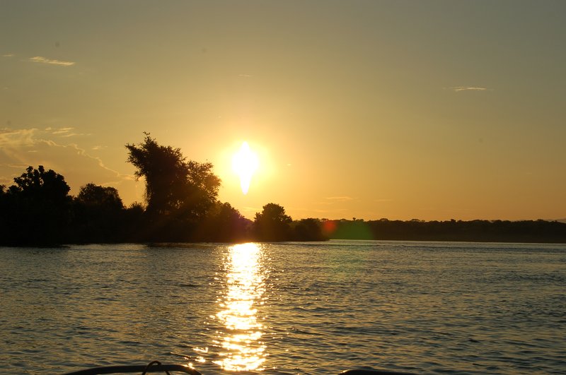 Sunset over the Lower Zambezi River on the Zambia side of the Victoria Falls backcountry