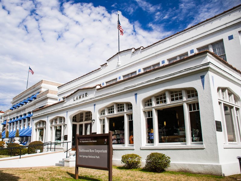 Bathhouse Row's early 20th-century bathhouses at Hot Springs National Park, Arkansas