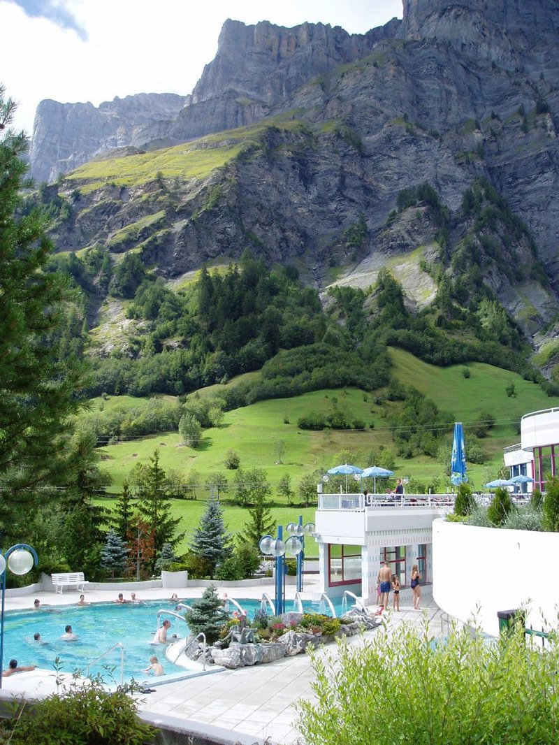 The Burgerbad thermal pools at Leukerbad in the Valais Alps