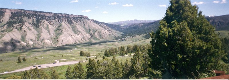 The Gardner River valley in northern Yellowstone National Park, where Boiling River enters the cold river
