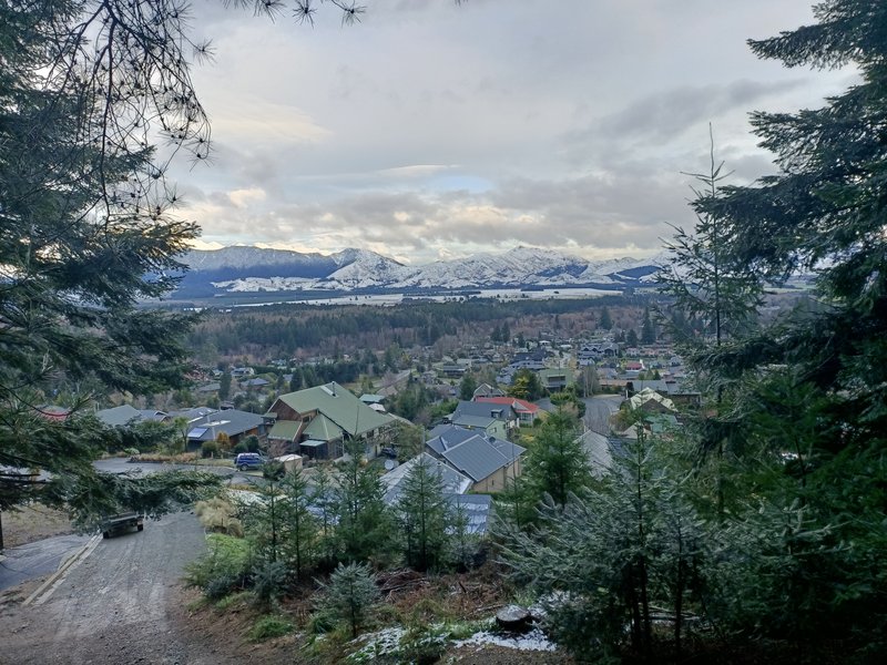 Hanmer Springs alpine village seen from Conical Hill, Canterbury, New Zealand