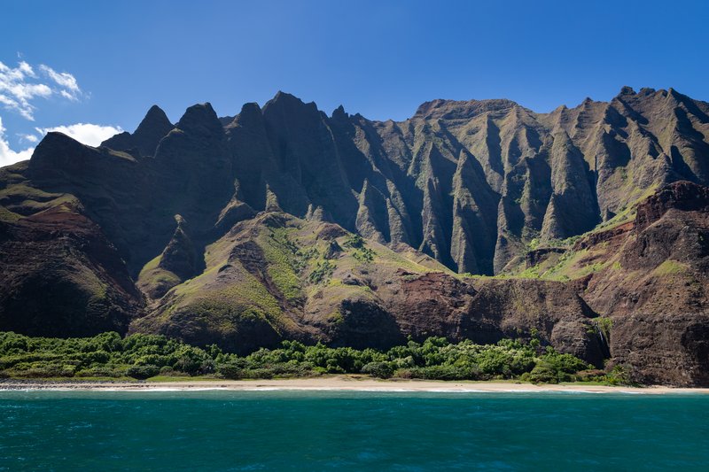 Fluted sea cliffs of the Nā Pali Coast, Kauai