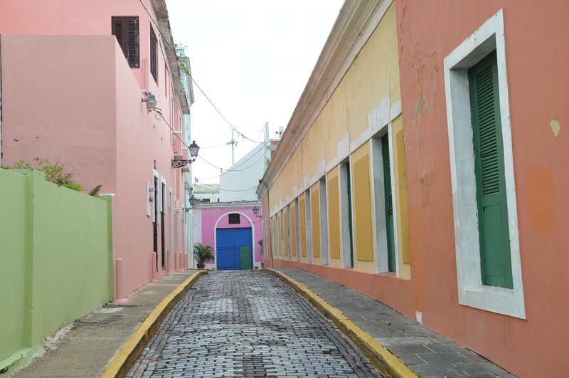 Colorful colonial-era street in Old San Juan
