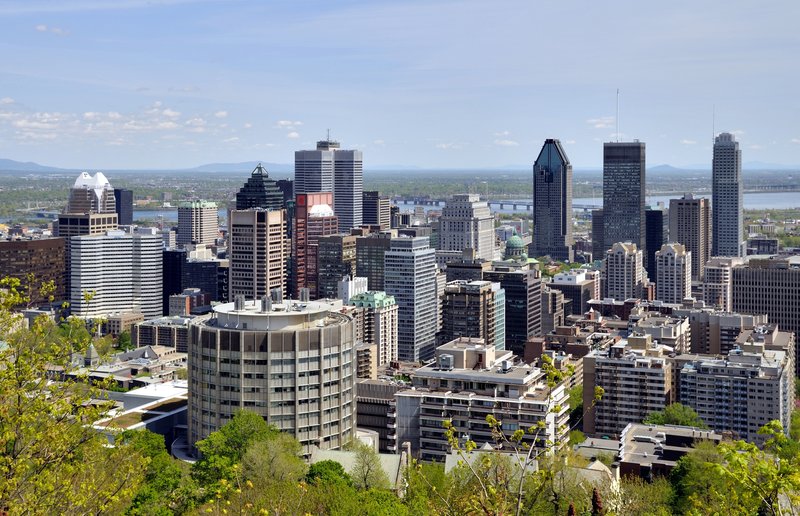 Montreal city skyline panorama with downtown skyscrapers