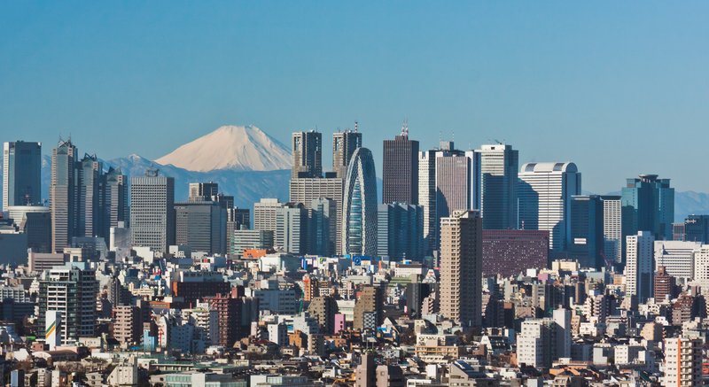 Tokyo skyline with Shinjuku skyscrapers and Mount Fuji in the background
