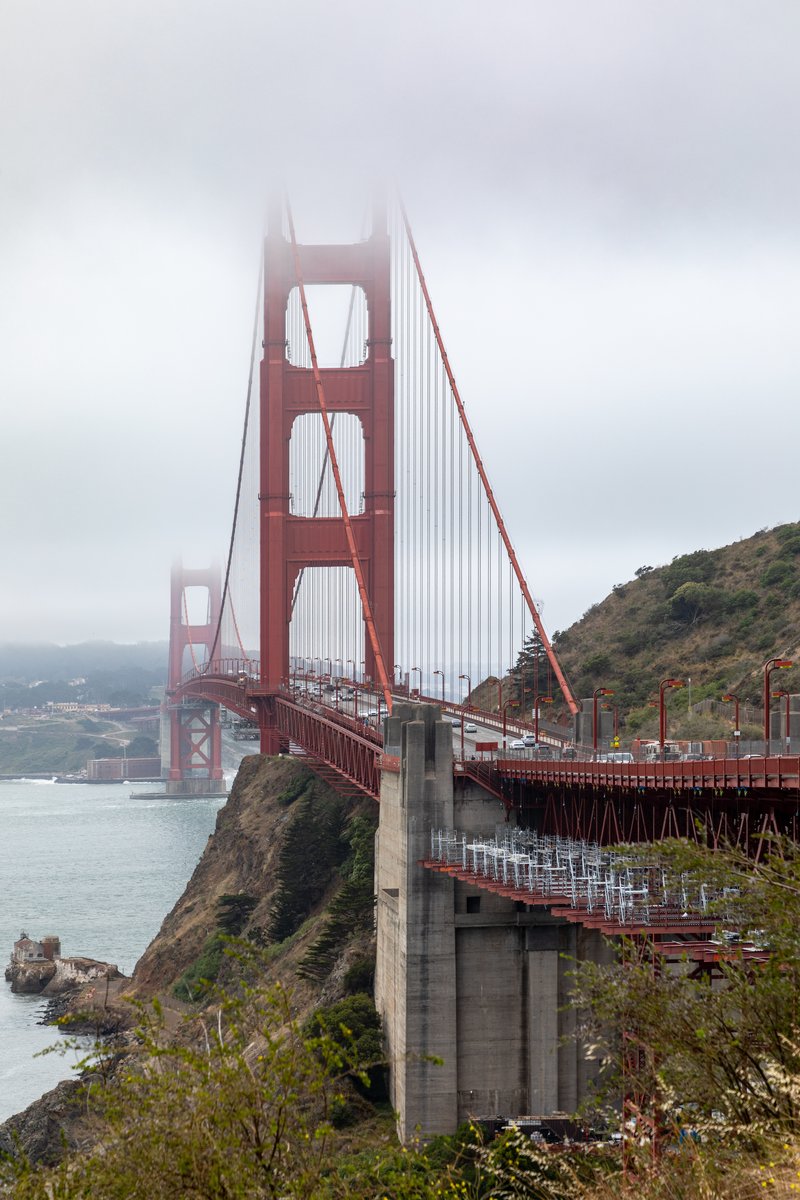 Golden Gate Bridge seen from a vista point in Sausalito, near Fort Baker