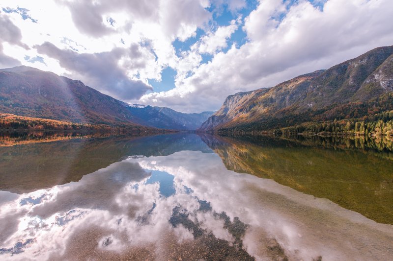 Lake Bohinj ringed by the peaks of Triglav National Park