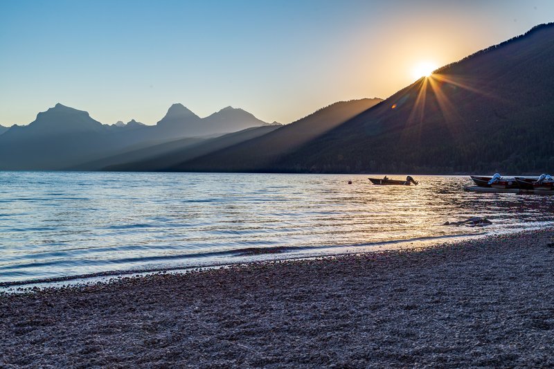 Sunrise over Lake McDonald in Glacier National Park