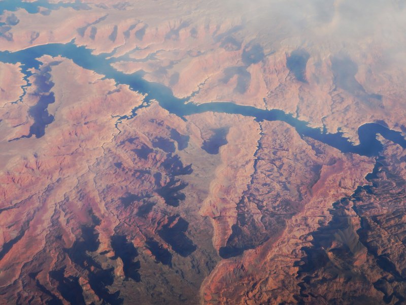 Red-rock canyon channel of Lake Powell, Utah
