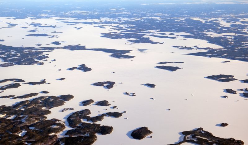 Aerial view of Lake Saimaa's maze of islands and basins, Finland