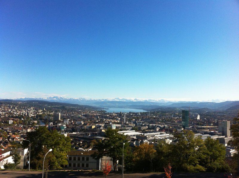 Panoramic view of the city of Zürich and Lake Zürich from Waidberg, Switzerland