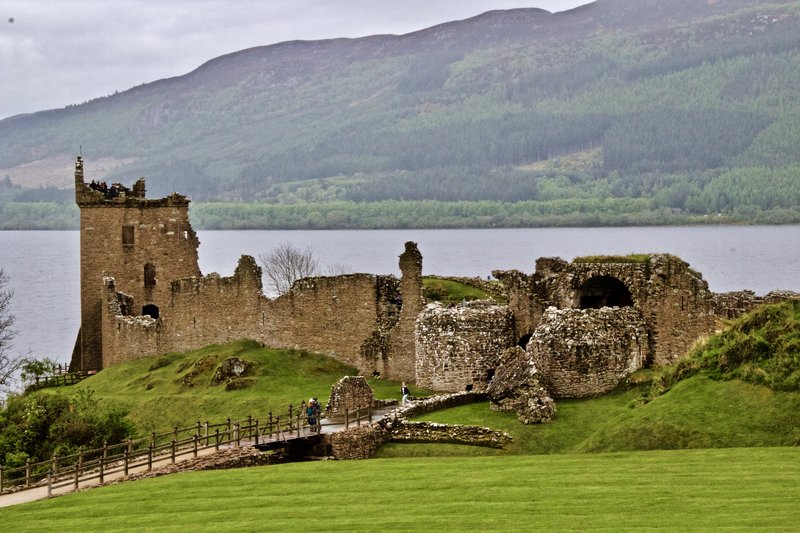 Urquhart Castle ruins on the shore of Loch Ness