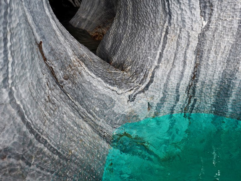 Swirling turquoise Marble Caves on Lago General Carrera, Patagonia