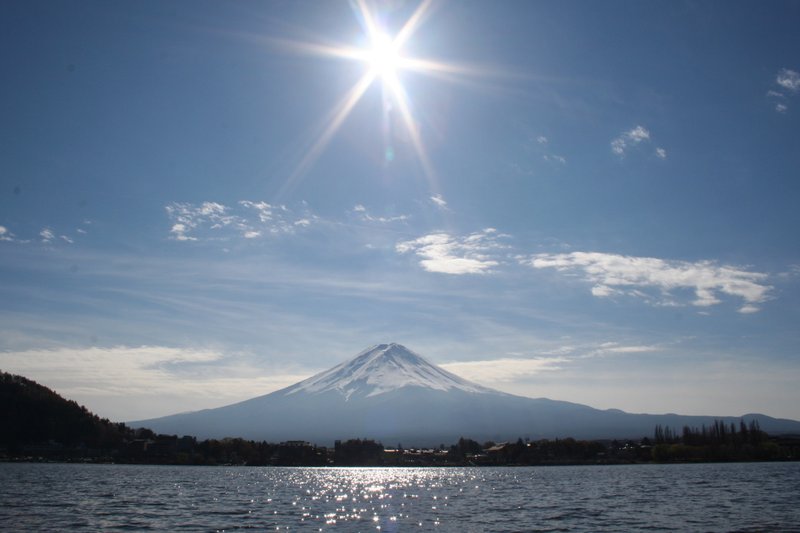Mount Fuji reflected in Lake Kawaguchi, Japan