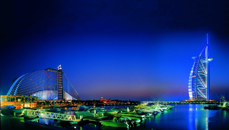 Burj Al Arab sail-shaped tower on the Dubai coastline