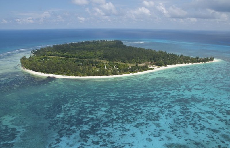 Aerial view of Denis Private Island, outer Seychelles