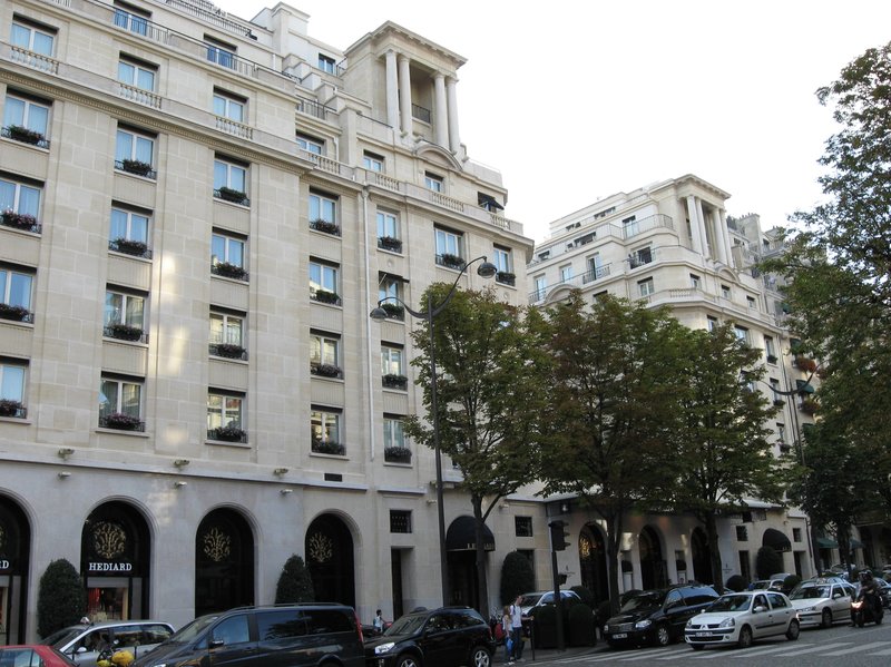 Hotel George V exterior on Avenue George V, Paris