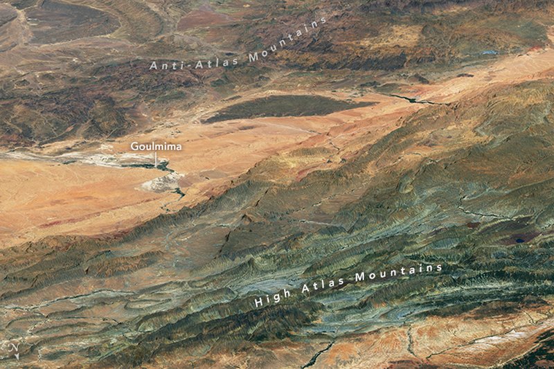 Satellite view of the High Atlas Mountains, Morocco