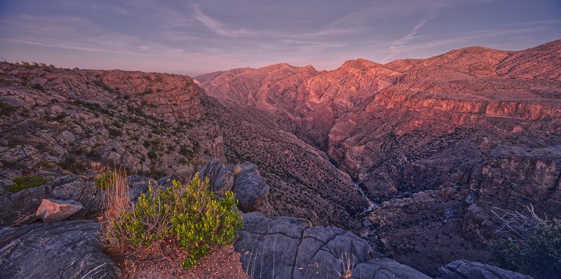 The rose terraces and canyon of Jebel Akhdar, the Green Mountain of Oman
