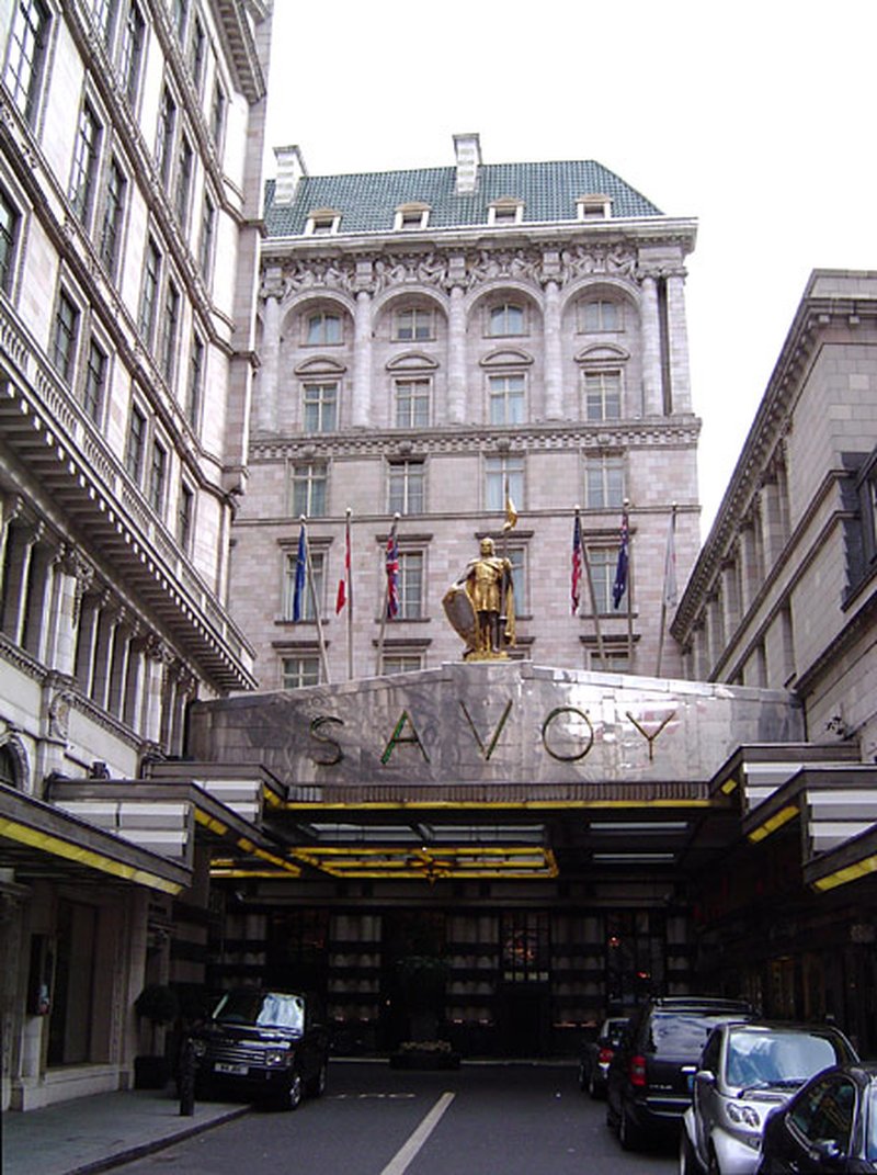 The Savoy hotel entrance, Strand, London