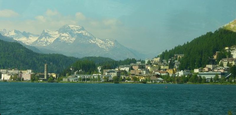 Lake St Moritz and the Engadine Alps, St Moritz, Switzerland