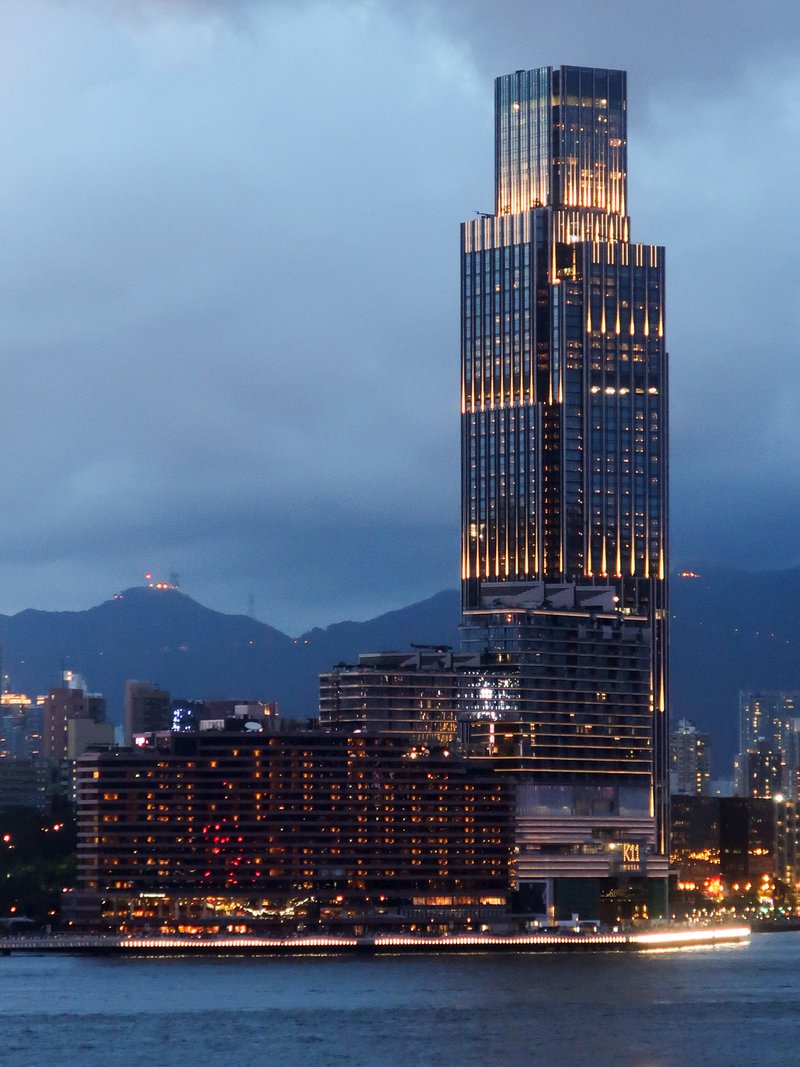 Night view of Victoria Dockside complex, Tsim Sha Tsui, Hong Kong