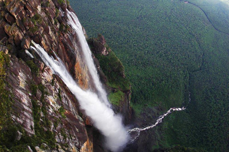 Angel Falls plunging from Auyán-tepui in Canaima National Park