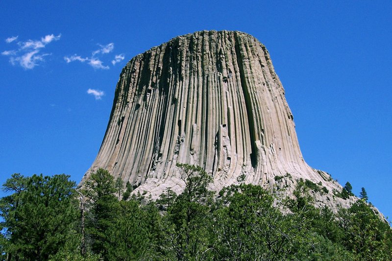 Devils Tower rising above the Wyoming plains