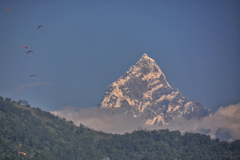 Machhapuchhre (Fishtail Peak) rising above Pokhara, Nepal
