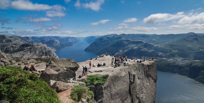 Preikestolen cliff above the Lysefjord, Norway