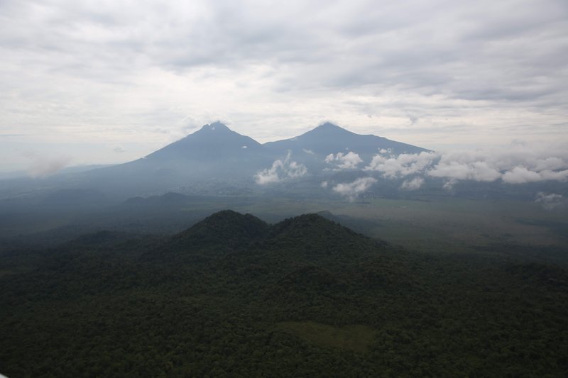 Mount Mikeno and Mount Karisimbi, two volcanoes in the Virunga mountain range