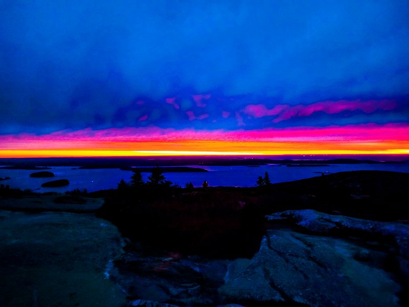 Sunrise view from Cadillac Mountain in Acadia National Park