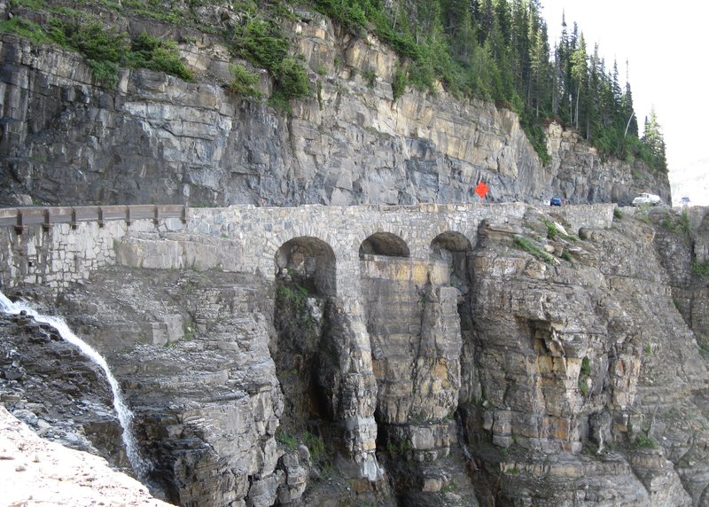 Going-to-the-Sun Road winding through Glacier National Park's mountains