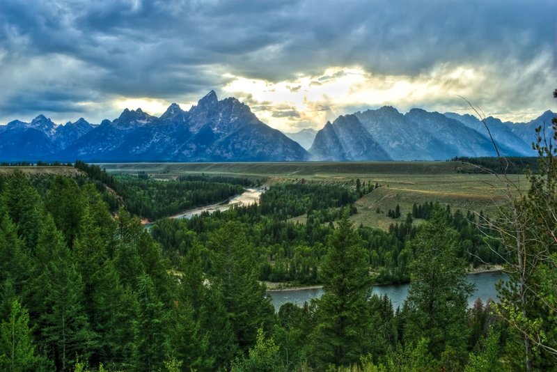 The Teton Range rising above the Snake River