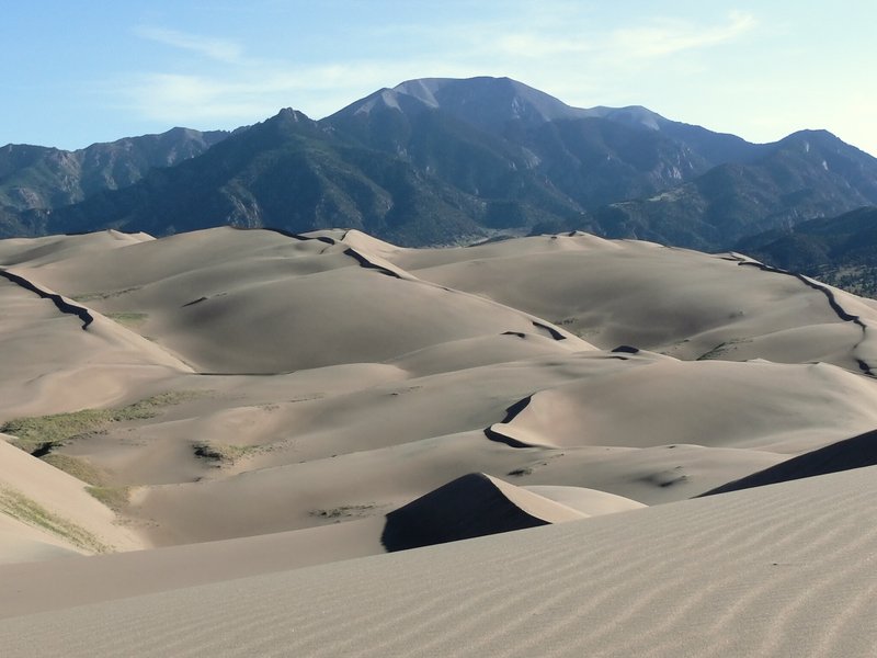 Tallest sand dunes in North America at Great Sand Dunes National Park, backed by the Sangre de Cristo Mountains