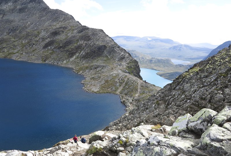 Besseggen ridge between Lake Gjende and Lake Bessvatnet